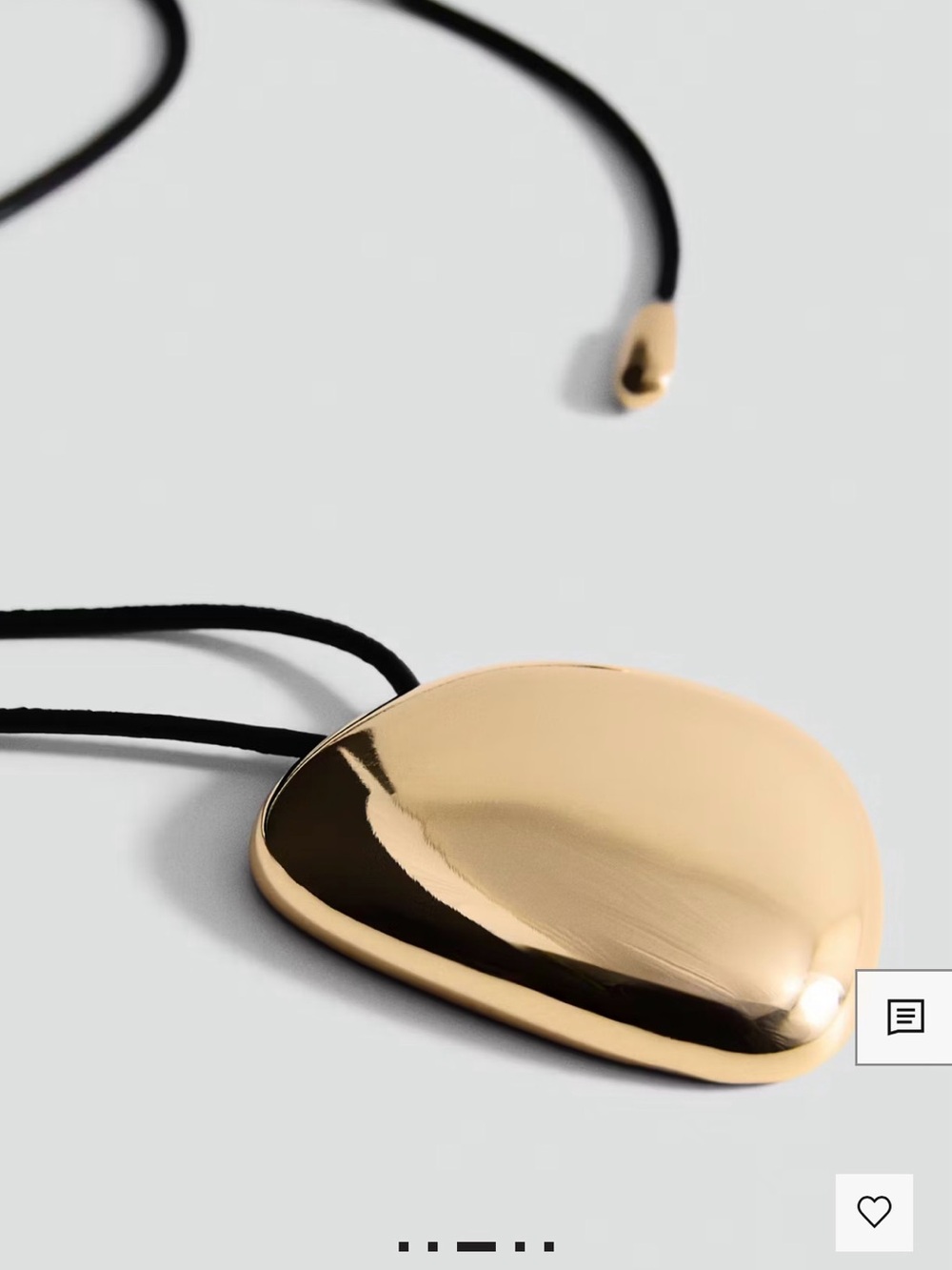 Mango statement gold toned pendant with black leather strap - Picture 3 of 5